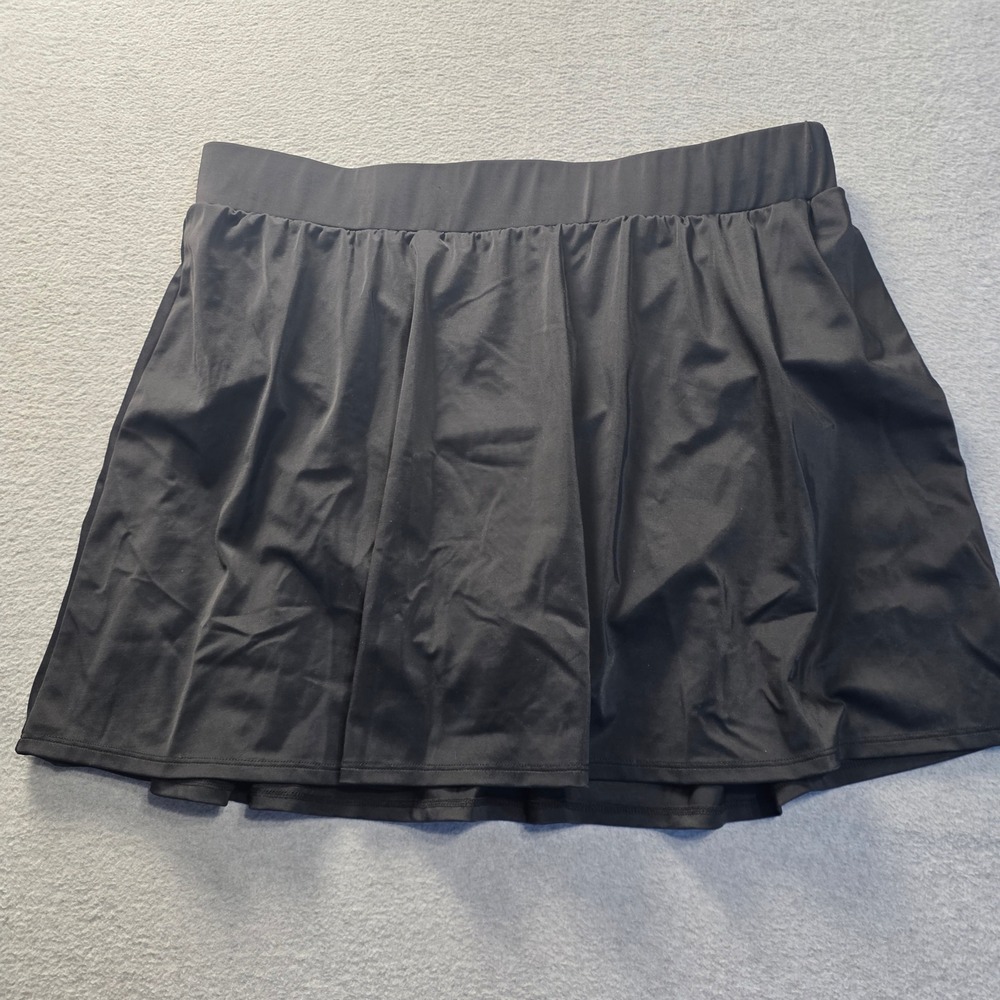 SlimShaper Swim Skirt Skort Womens 18W Black Plus Size Beach Swimwear Bottom